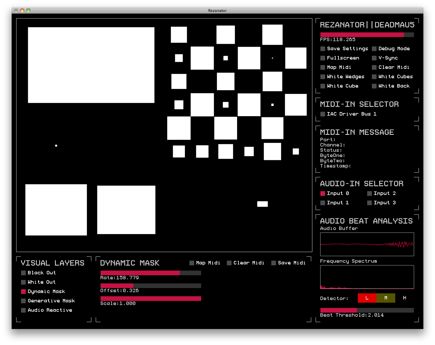 Deadmau5 + Rezanator VJ Blackout Interface Image