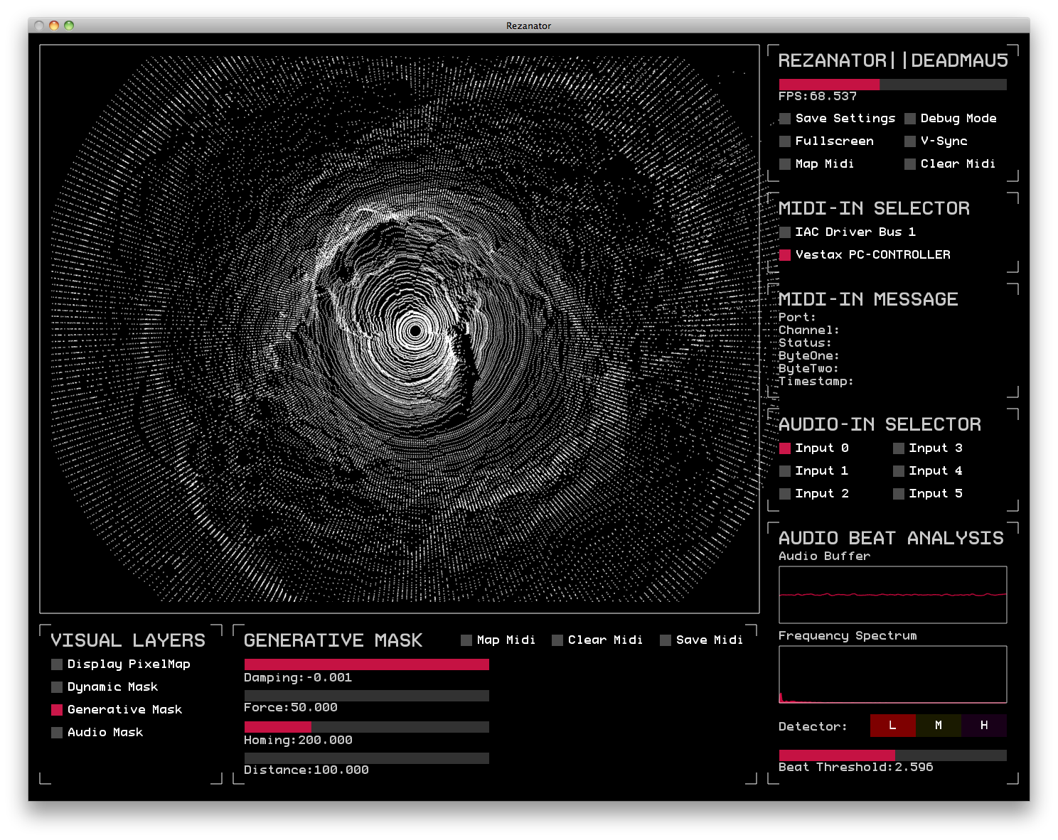 Deadmau5 + Rezanator VJ Generative Mask Interface Image